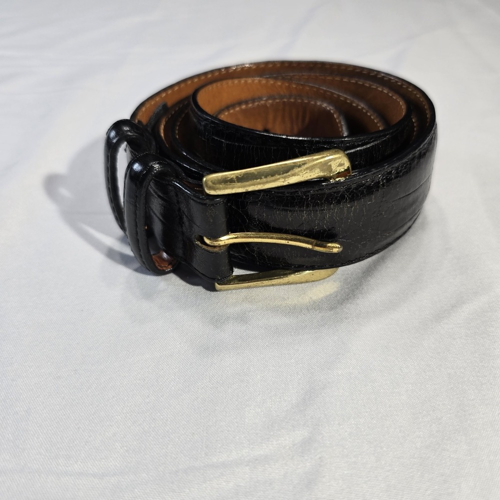 BRIGHTON EMBOSSED TEXTURED LEATHER BELT BROWN SOLID BRASS BUCKLE MEN‎ SIZE 40